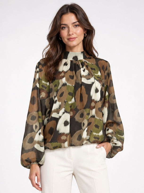 Abstract Print High Neck Blouse - Mixed Pack