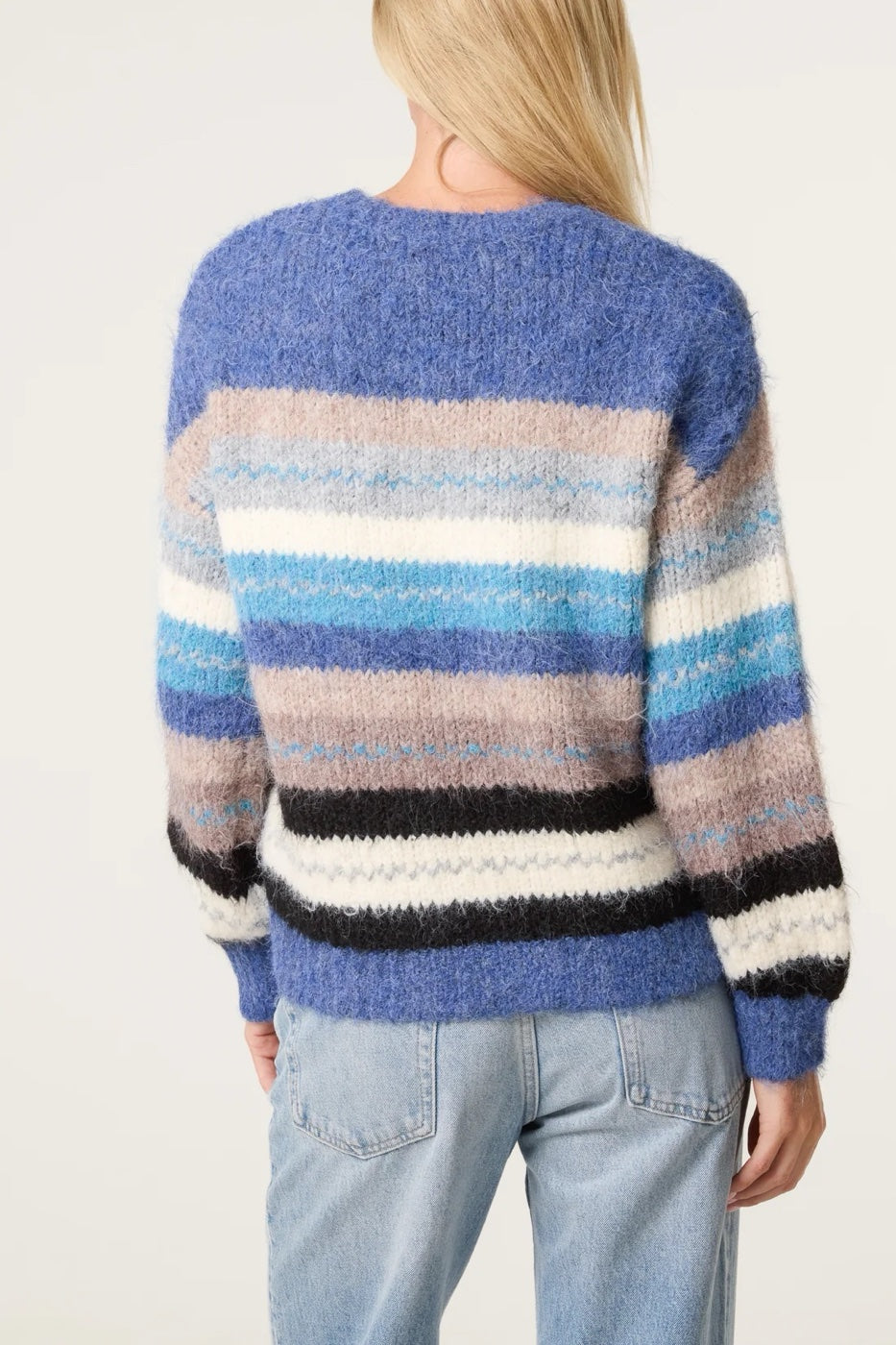 Striped Textured Knit Jumper - Blue (2)