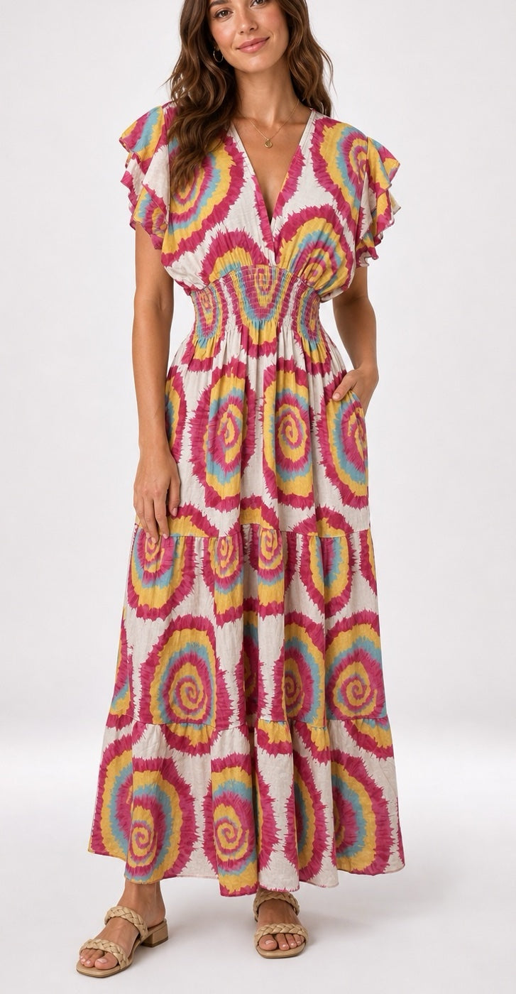 Colour Swirl Empire Waist Maxi Dress - Mixed Pack