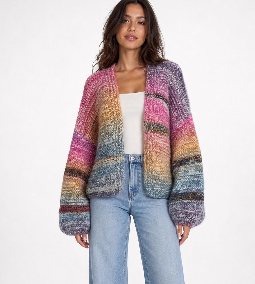 Chunky Knit Balloon Sleeve Cardigan - Mixed pack