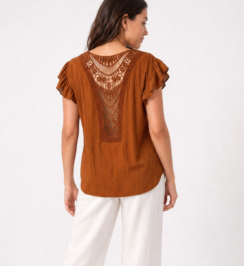 Ruffle Sleeve Textured V-Neck Top - Mixed Pack (3)