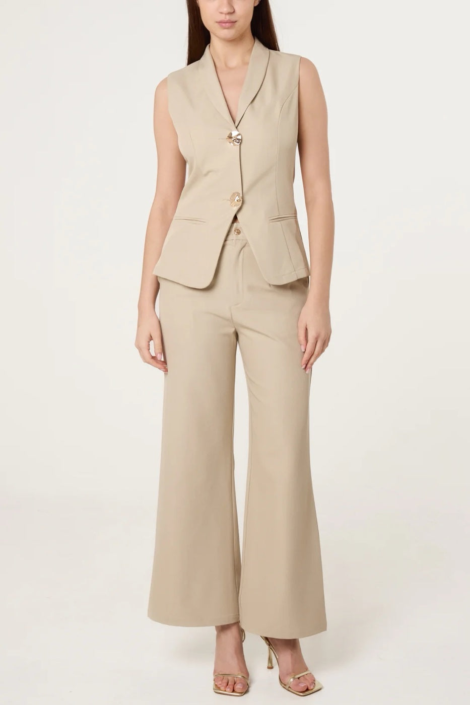 Tailored Waistcoat and Trouser Set - Stone