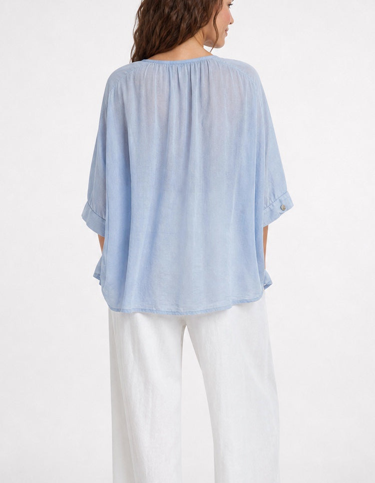 Airy Woven Top with Gathered Neckline - Mixed Pack (2)