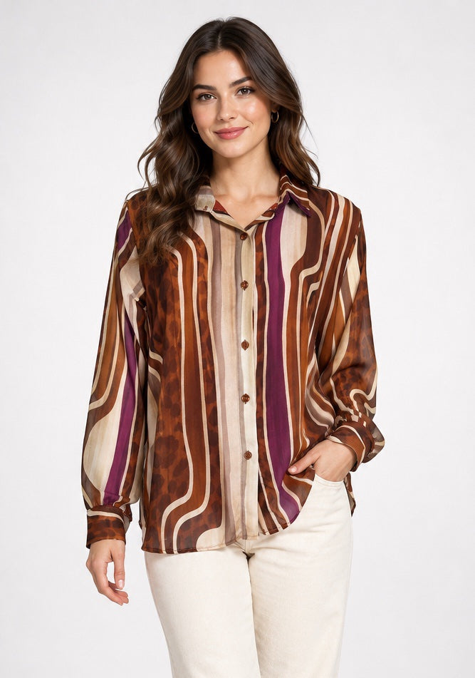 Abstract Print Button-Through Blouse - Mixed Pack