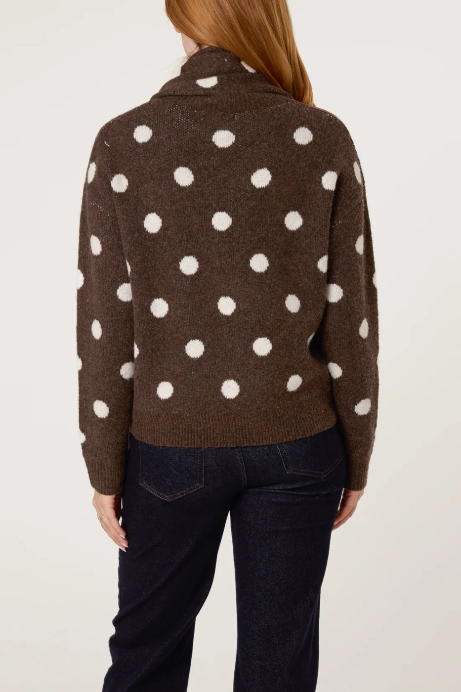 Playful Polka Dot Knit Jumper - Chocolate (2)