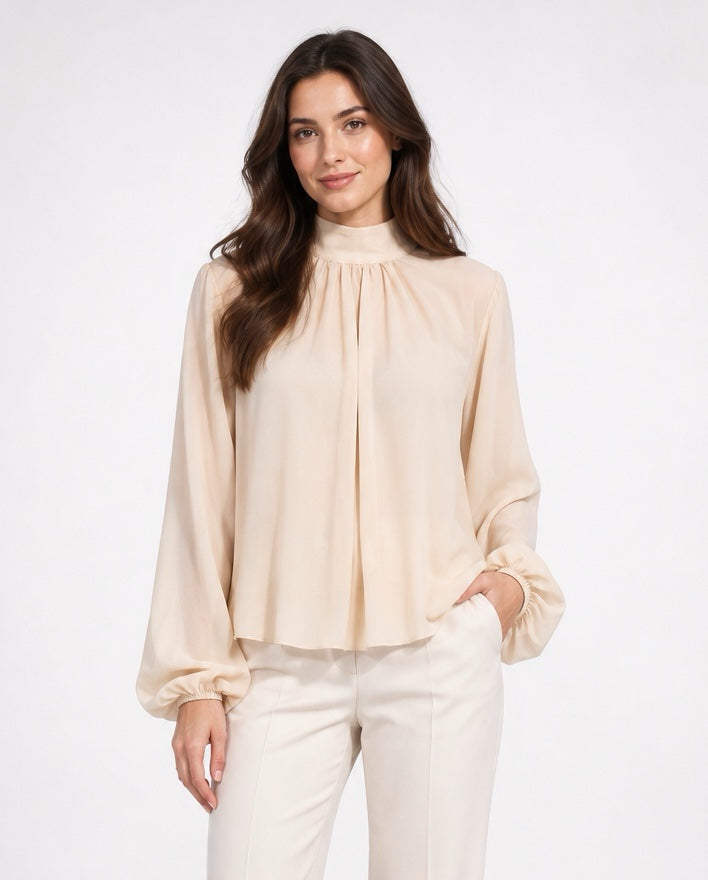 Sheer Blouson Top with Gathered Neckline - Mixed Pack