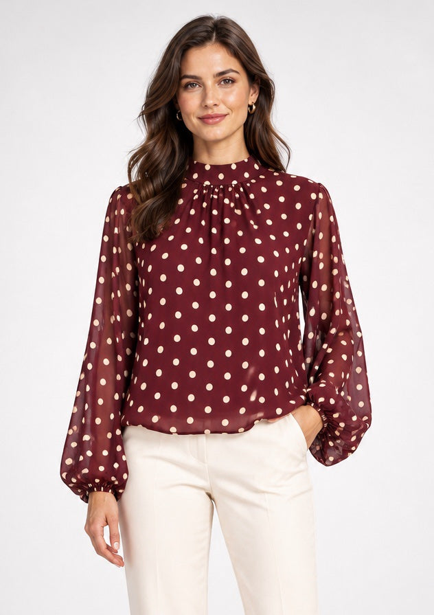 Polka Dot High Neck Blouse - Mixed Pack