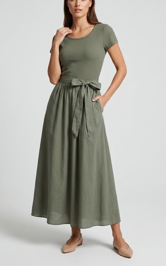 Ribbed Top & Woven Cotton Midi Dress - Mixed Pack