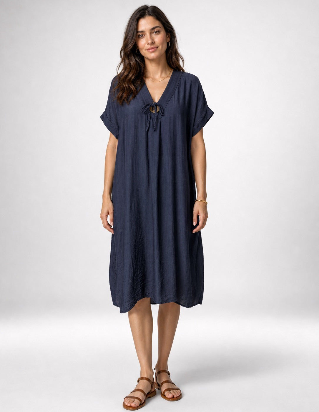 Textured V-Neck Button Front Midi Dress - Mixed Pack