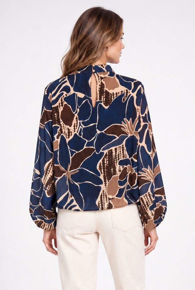 Abstract Print High Neck Blouse - Mixed Pack (2)