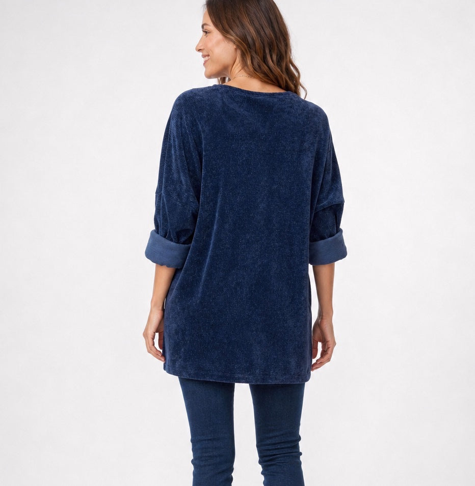 Velour Necklace Top with Rolled Cuffs - Mixed Pack (2)