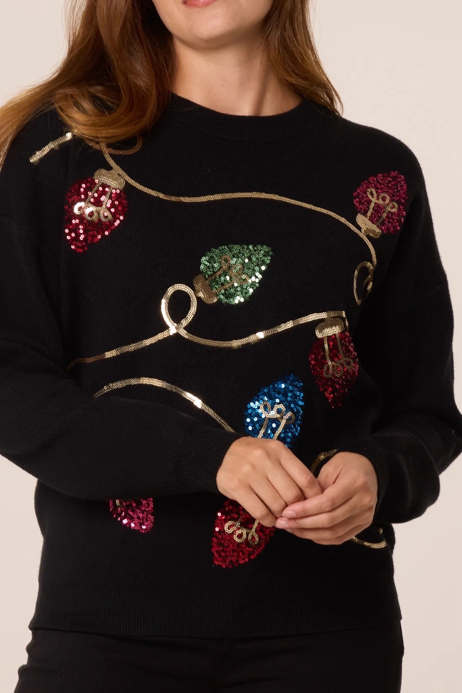 Sparkling Bulb Knit Sweater - Black