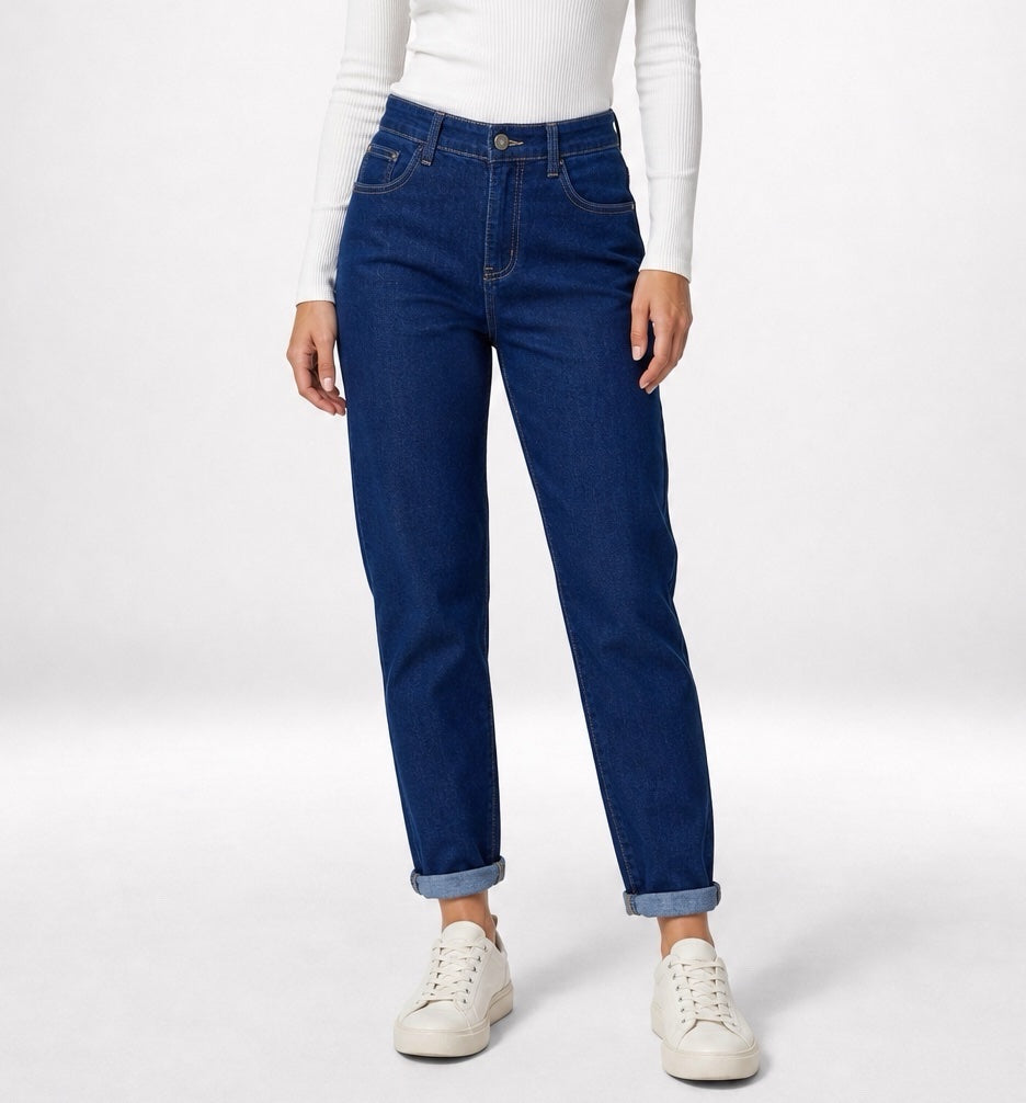 High Waist Mom Fit Jeans - Indogo