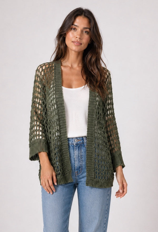 Open-Knit 3/4 Sleeve Cardigan - Mixed Pack