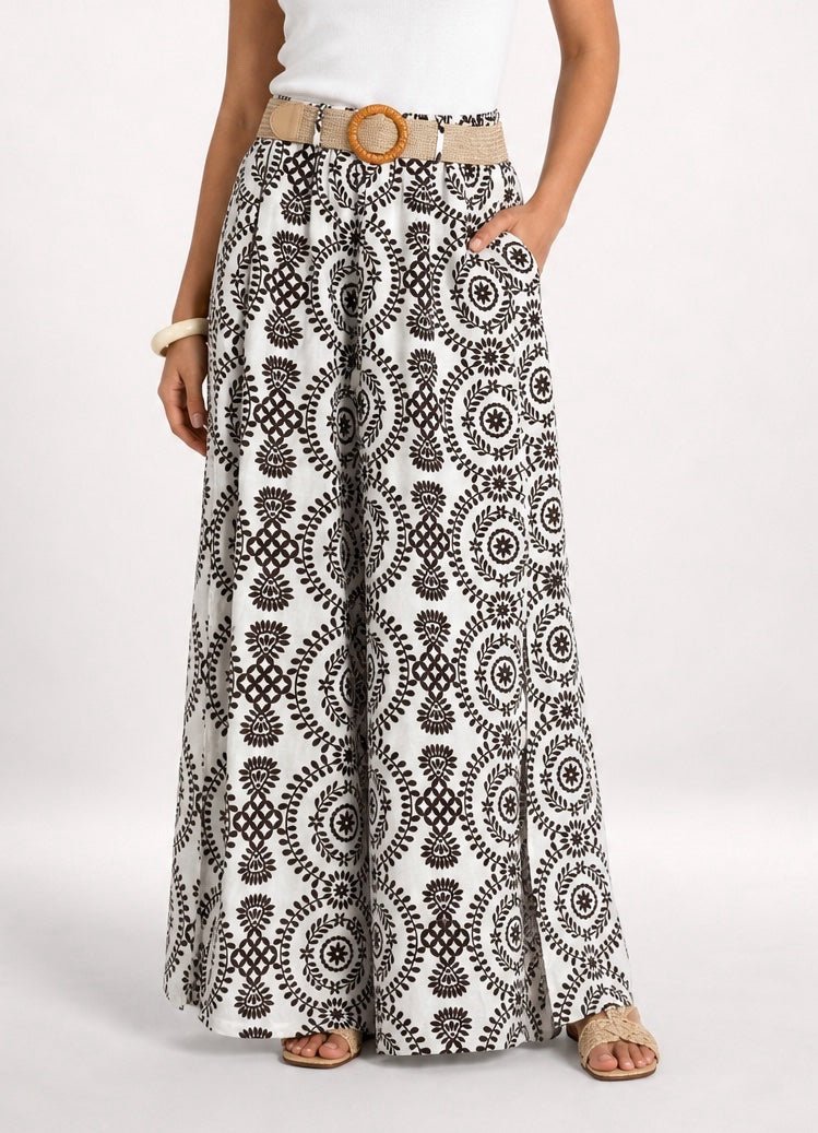 Embroidered Wide-Leg Palazzo Trousers - Mixed Pack