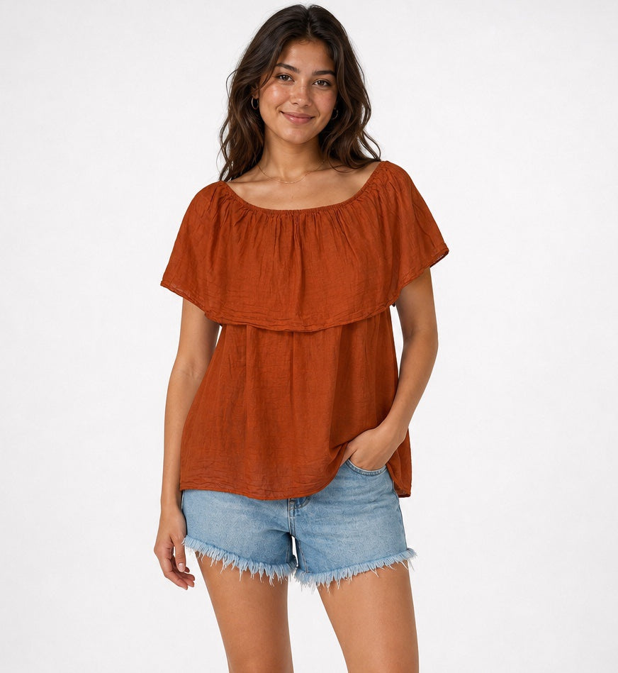 Cotton Off-the-Shoulder Blouse - Mixed Pack