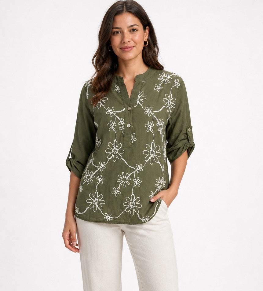 Embroidered Floral Cotton Shirt - Mixed Pack