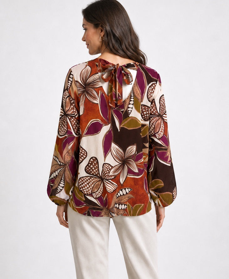 Botanical Print Balloon Sleeve Blouse - Mixed Pack (2)