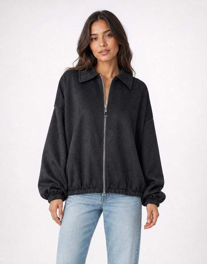 Oversized Faux Suede Bomber Jacket - Mixed Pack
