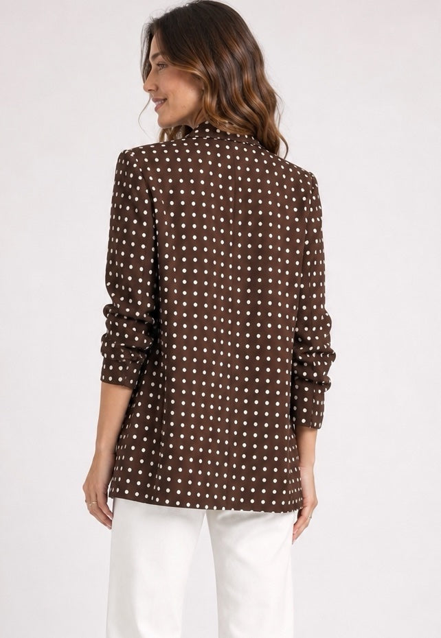 Polka Dot Ruched Sleeve Blazer - Mixed Pack (2)