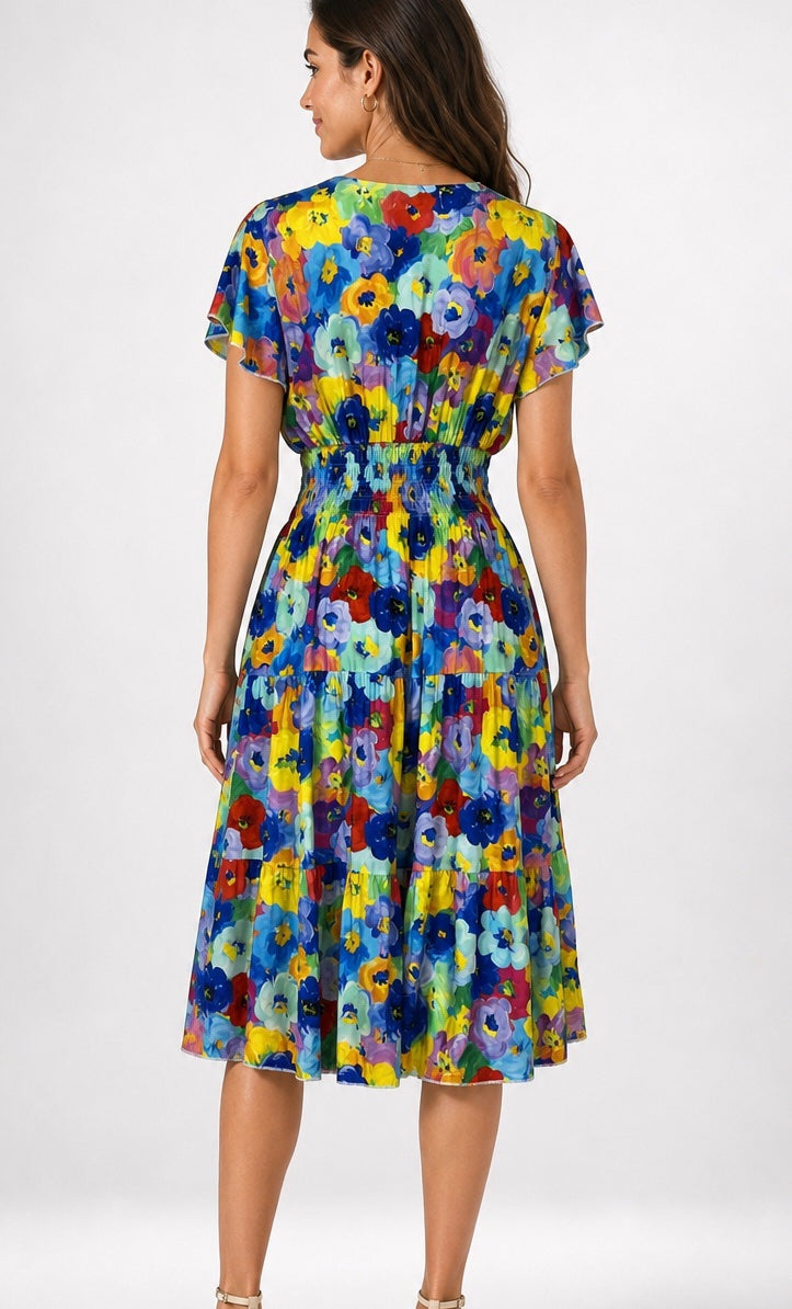 Floral Midi Dress - Cobalt Blue (2)
