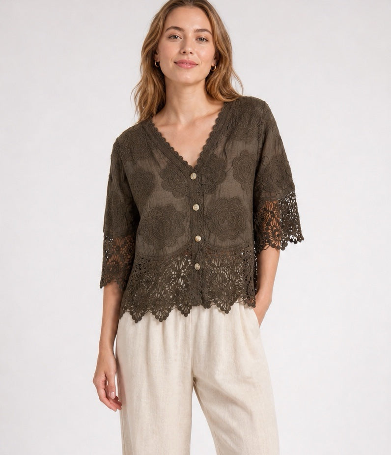 Floral Lace Button-Up Blouse - Mixed Pack