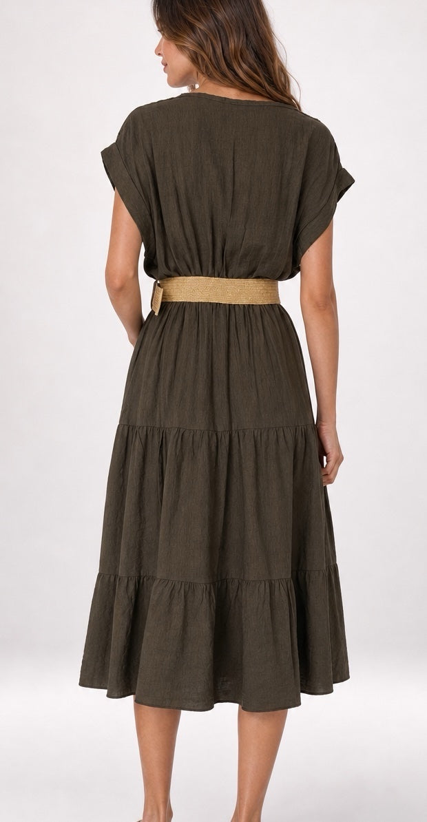 Embroidered Wrap Belted Midi Dress - Mixed Pack (2)