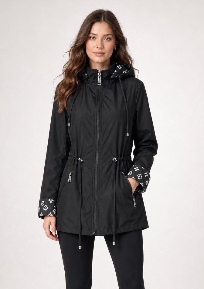Monogram Lined Hooded Jacket - Black