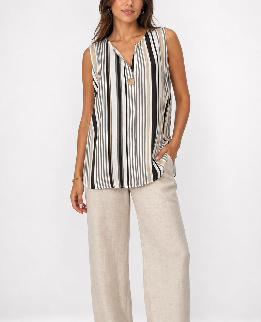 Striped V-Neck Sleeveless Blouse - Mixed Pack