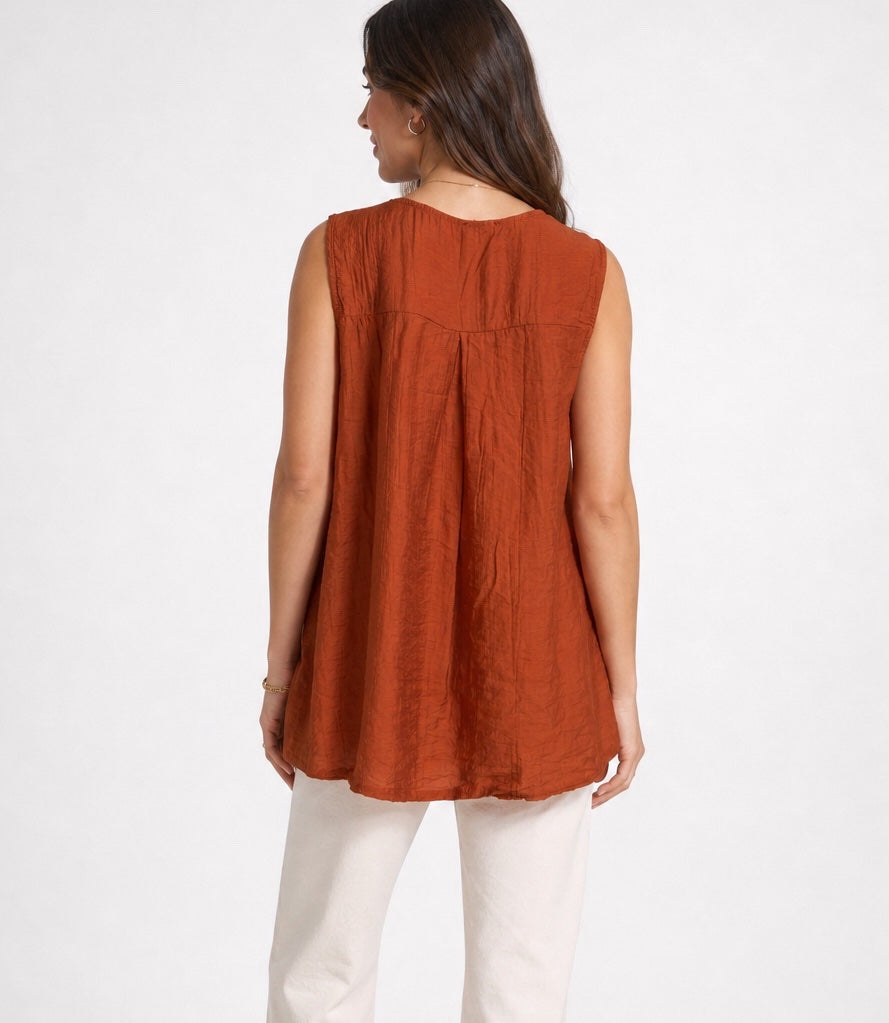 Embroidered Sleeveless V-Neck Tunic - Mixed Pack (2)