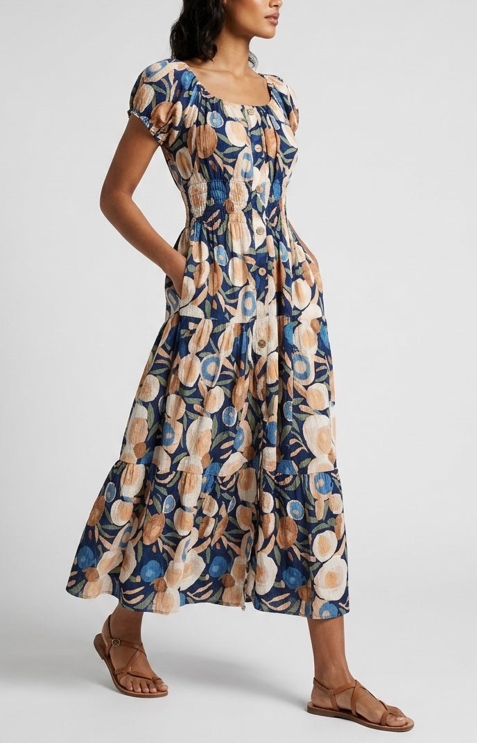 Tiered Fruit Print Midi Dress - Mixed Pack