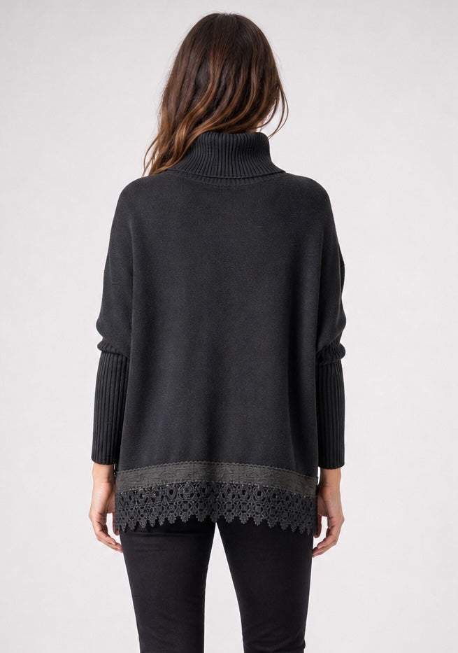 Turtleneck Poncho Jumper with Lace Trim - Mixed Pack (2)