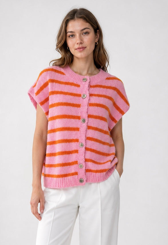 Striped Button-Up Knit Vest - Mixed Pack