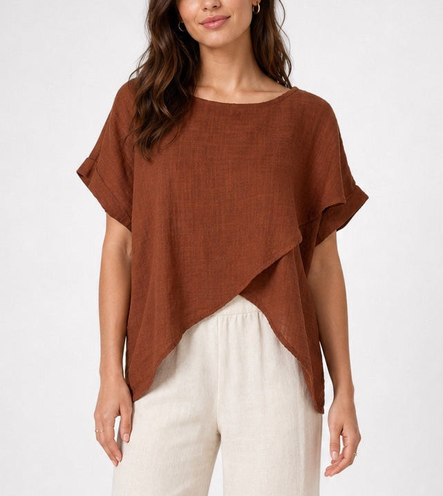 Textured Asymmetrical Hem Top - Mixed Pack (3)