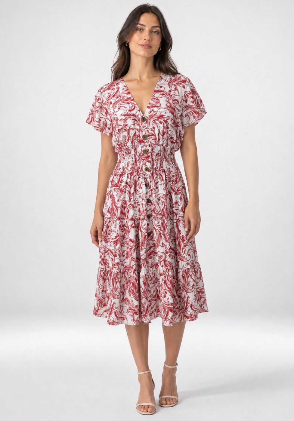 Swirl Print Shirred Waist Midi Dress - Mixed Pack