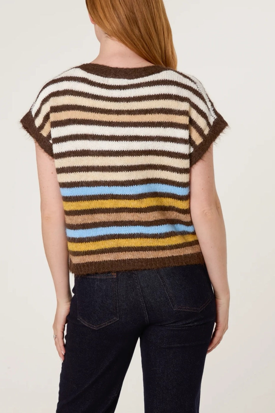 Striped Wool Blend Knitted Vest - Chocolate (2)