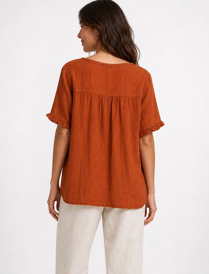 Textured Blouse with Floral Button Detail - Mixed Pack (2)