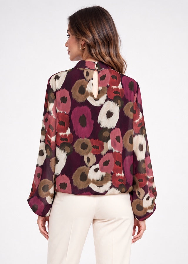 Abstract Print High Neck Blouse - Mixed Pack (2)