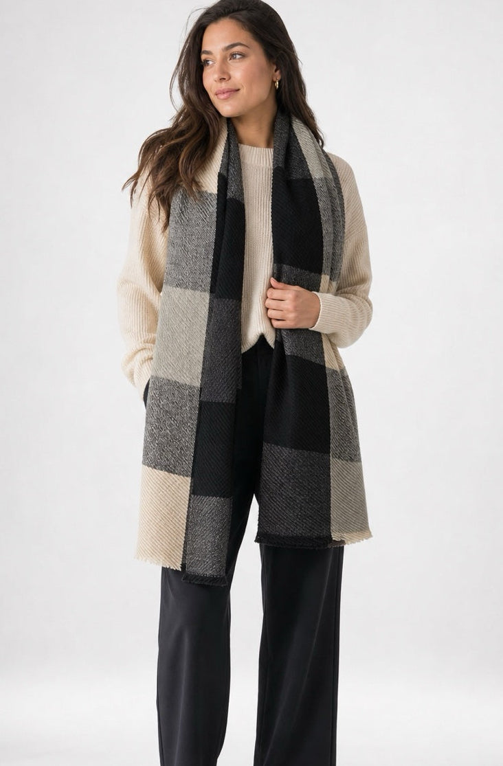 Block Check Brushed Scarf - Mixed Pack