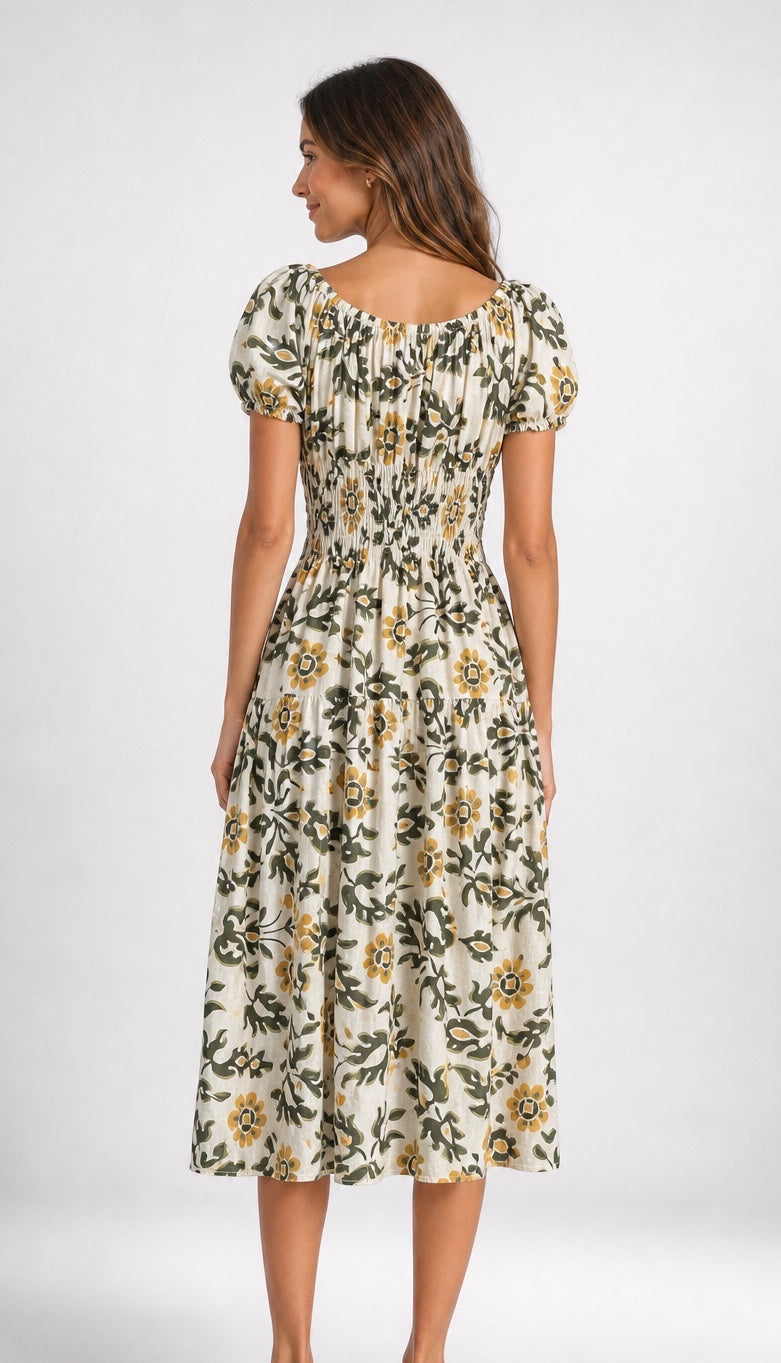 Damask Leaf Tiered Midi Dress - Mixed Pack (2)