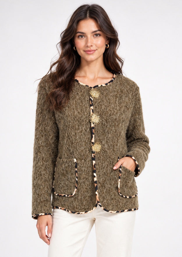 Textured Knit Jacket with Sunburst Buttons - Mixed Pack