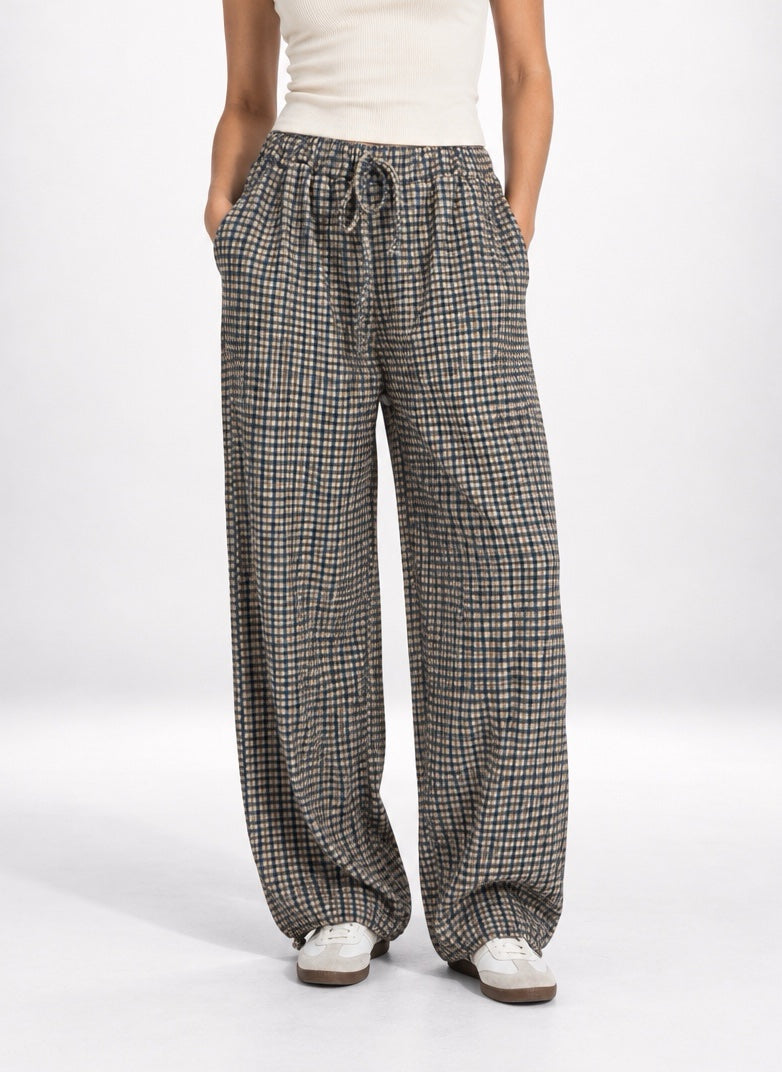 Check Wide-Leg Trousers - Mixed Pack