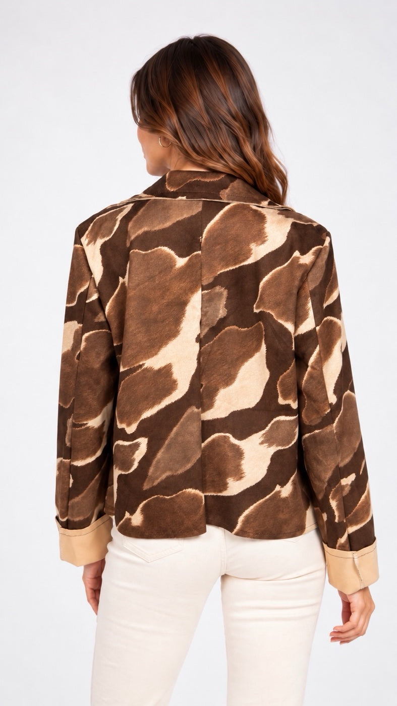 Abstract Print Waterfall Collar Jacket - Mixed Pack (2)