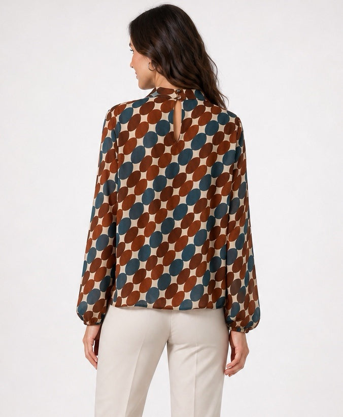 Oval Print High Neck Blouse - Mixed Pack (2)