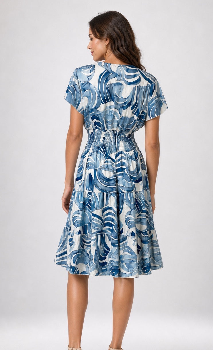 Abstract Stripe Tiered Midi Dress - Mixed Pack (2)