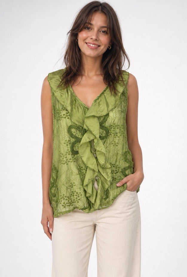 Embroidered Ruffle Front Blouse - Mixed Pack
