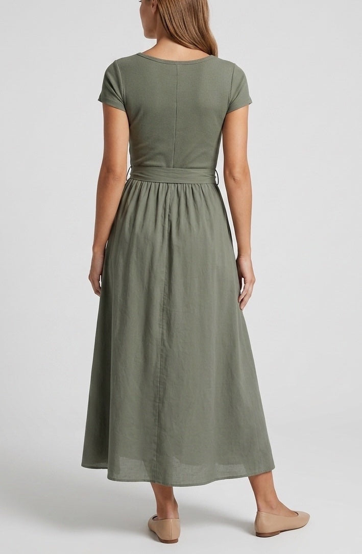 Ribbed Top & Woven Cotton Midi Dress - Mixed Pack