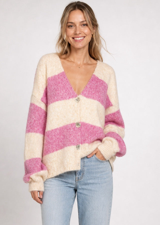 Striped V-Neck Button-Front Cardigan - Mixed Pack