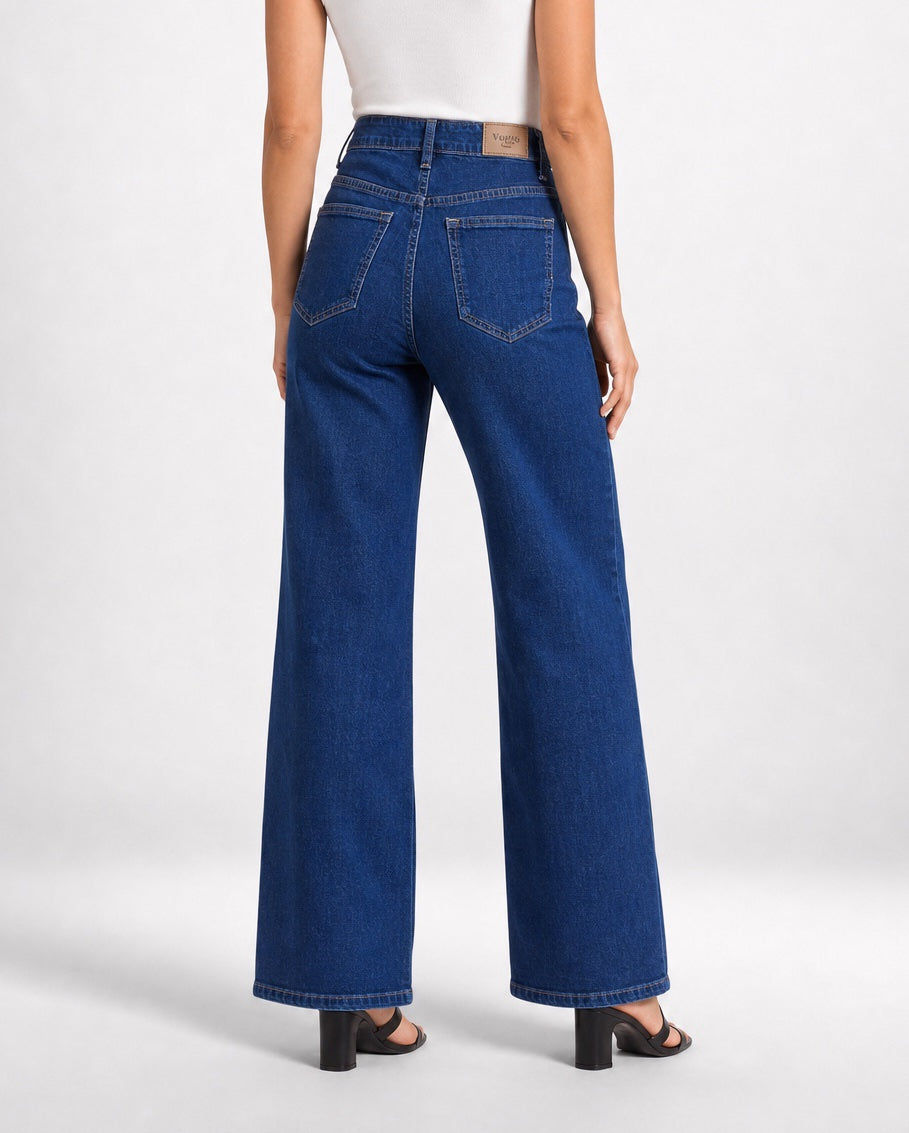 High Waist Wide Leg Jeans - Indigo (2)