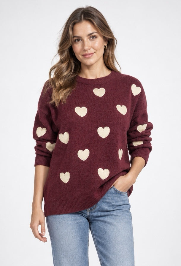 Textured Heart Motif Knit Sweater - Mixed Pack
